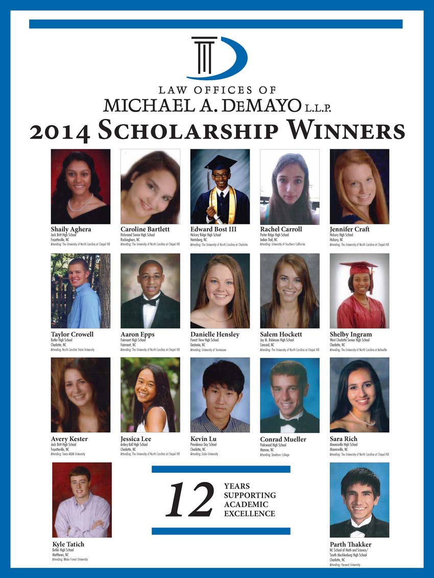 2014 Michael A. DeMayo Scholarship Winners